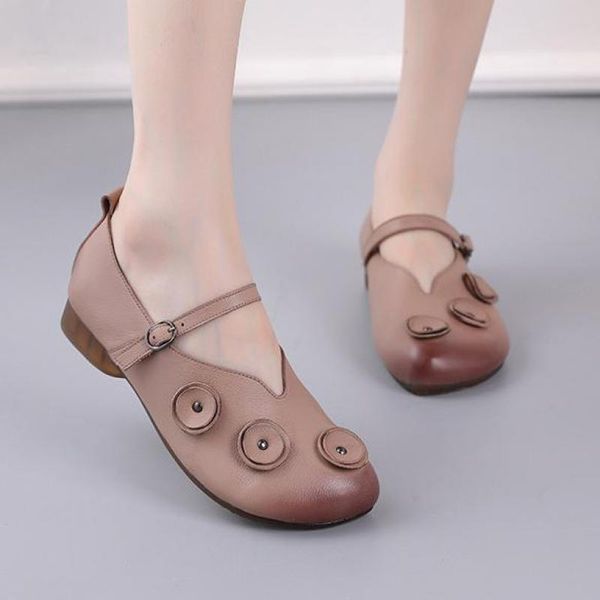 

johnature genuine leather flats women shoes 2020 new spring buckle strap round toe casual shallow handmade concise ladies shoes, Black