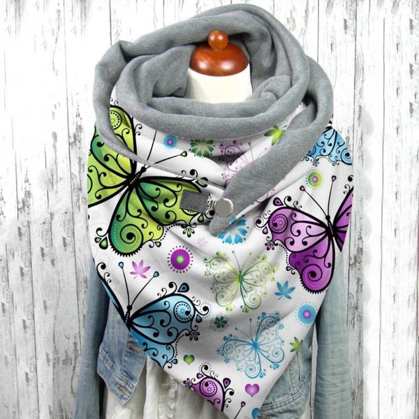 

scarves scarf women winter butterfly printing fashion multi-purpose shawl warm button soft wrap shawls, Blue;gray