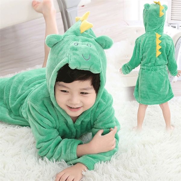 

children's bathrobe for boys girls flannel robes pajamas baby cartoon hooded kids soft bath robe home wear toddler clothes 2-8t lj20121, Blue;red