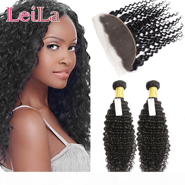 

brazilian virgin hair 2 bundles with 13 x 4 lace frontal ear to ear deep wave 3 pieces set hair extensions bundles with frontal human hair, Black;brown
