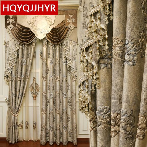 

curtain & drapes european style luxury villa 4d relief full shade black beige curtains for living room windows bedroom el kitch