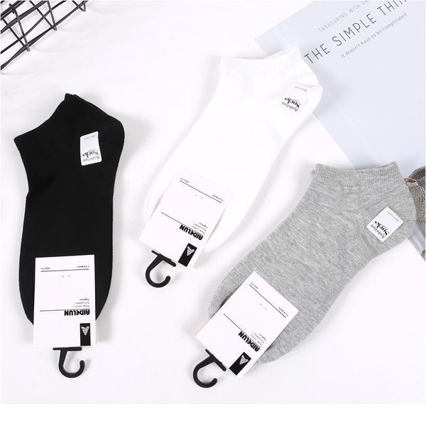 

solid color socks men business casual socks cotton black white gray ankle socks male breathable short spring summ bbyyro