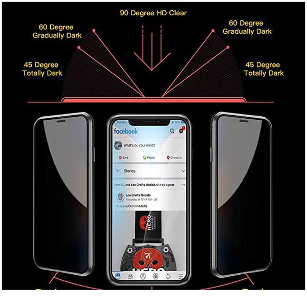 

magnetic tempered glass privacy metal phone case coque 360 magnetic anti spy case for iphone 11 pro max xr bbyqct