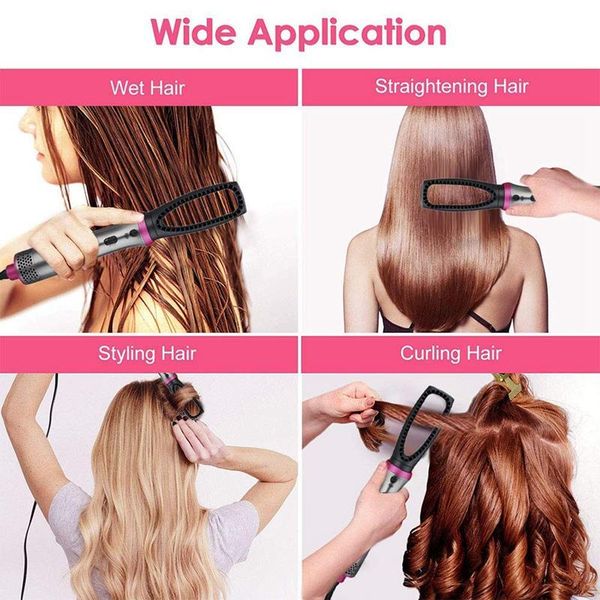 

5 in 1 air comb volumizer rotating multifunctional hair dryer curler roller rotate styler comb styling curlin wmtrvv, Silver