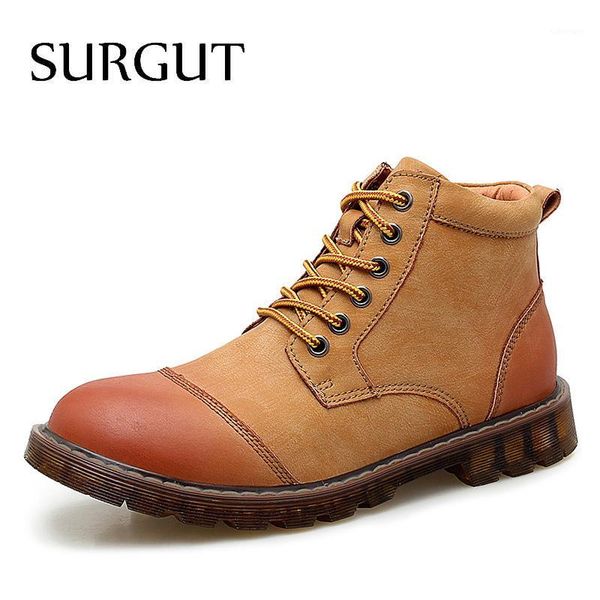 

surgut winter boots men leather ankle boots keep warm snow men fashion autumn breathable chaussure homme1, Black