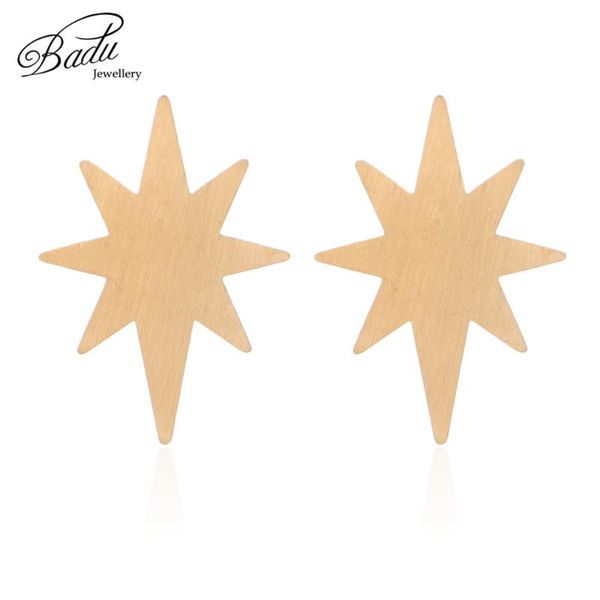 

stud badu gold color metal sun earrings women punk style fashion jewelry brushed earring studs trendy party, Golden;silver