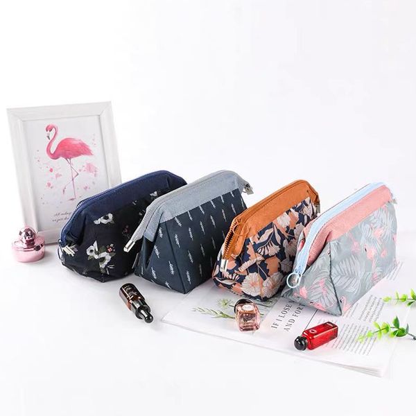 

flamingo toiletry bag oxford cloth feather flower zipper pouch waterproof durable make up package rectangle 3 8rs l2