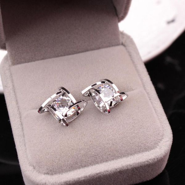 

new fashion women earring hollow out square zircons earrings ear studs rhinestones stud earrings gold and classic colors jewelry, Golden;silver
