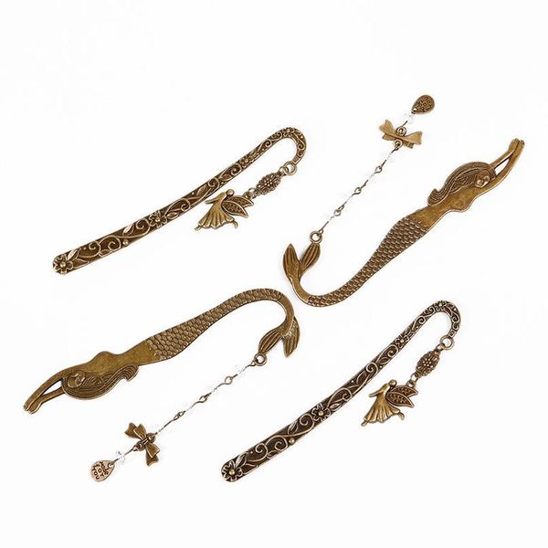 

1pc retro alloy metal bookmark mermaid beaded or genius butterfly fashion vintage bookmark 1 qylmta