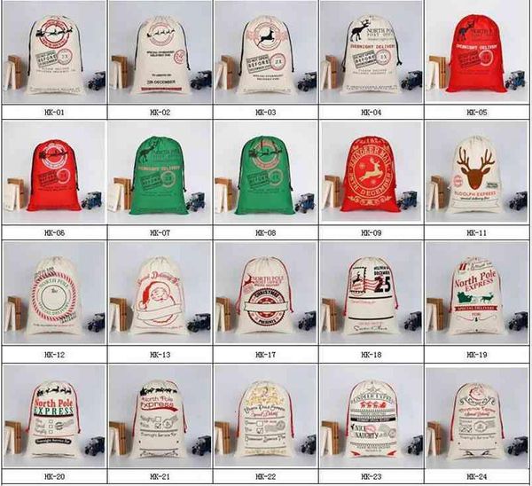 

santa bag monogrammable claus large drawstring canvas 50pcs with reindeers, monogramable christmas gifts sack bags