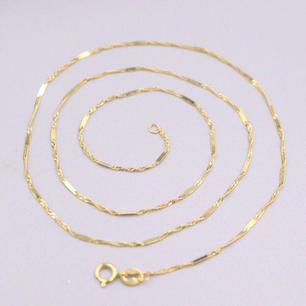 

chains fine pure au 750 18kt yellow gold chain 0.7mmw women singapore link bead necklace 18inch 1-1.5g, Silver