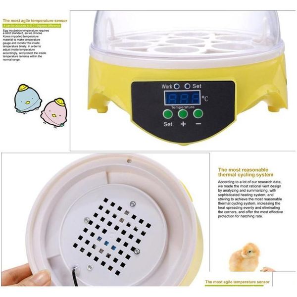 

mini 7 egg incubator poultry incubator brooder digital temperature hatchery machine hatcher for chicken qyllht yh_pack