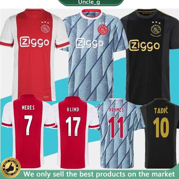 

тайский 20 21 новый аякс футбол джерси 9 huntelaar 10 тадич 6 van de beek 22 ziyech 25 dolberg вышивки мужчины + наборы футбол джерси равном, Black;yellow