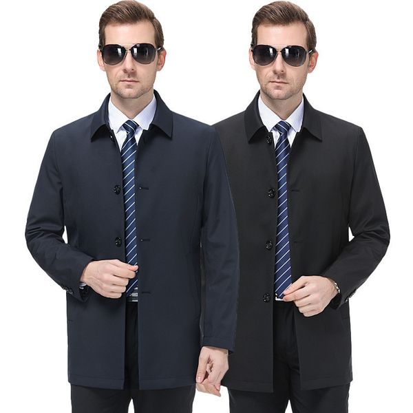 

2020 spring and autumn middle aged and old men's jacket collar button men's dad jacket men's jacket, Black;brown