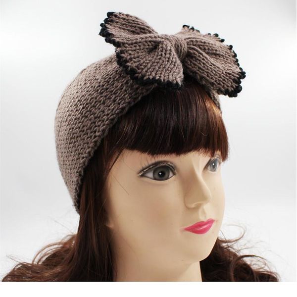 

women winter knitted headband turban for ladies crochet bow stretch hairband headwrap hair accessories girls elastic ha qylaiw