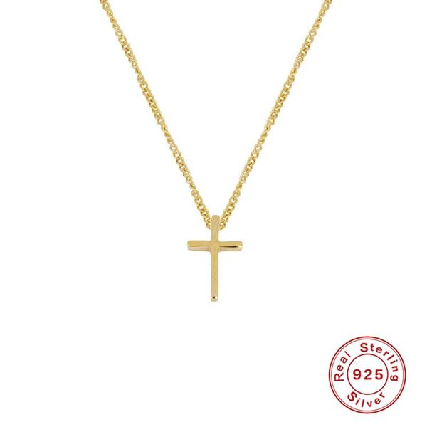 

canner 925 sterling silver necklace for women ins style fashion simple cross real choker necklaces chain fine jewelry collares