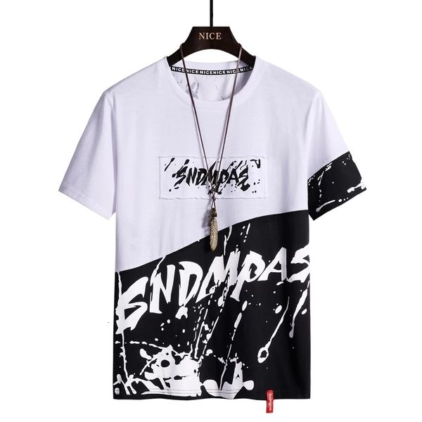 

2021 new big size 7xl ,8xl 9xl summer new100% cotton breathable men fashion color matching casual t shirt male short sleeve 4mcx, White;black