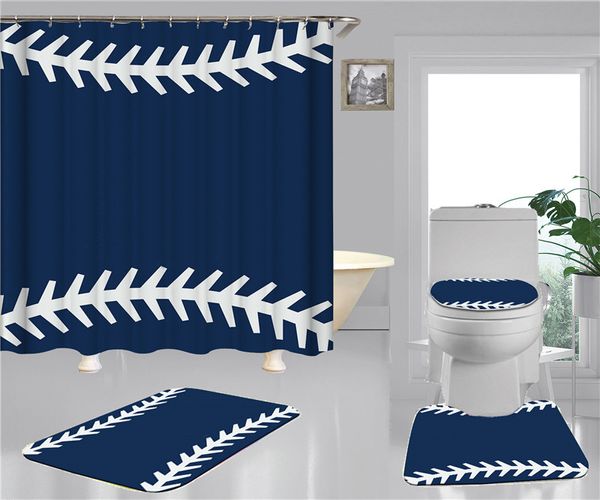 Set di tende da doccia con stampa fresca Set di quattro pezzi di alta qualità Set da bagno Deodorante antiscivolo Tappetini da bagno per bagno194e