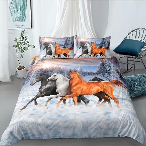 

3d duvet cover sets bedding set quilt comforther covers bed linens king  full double size swift horse custom bedding sets