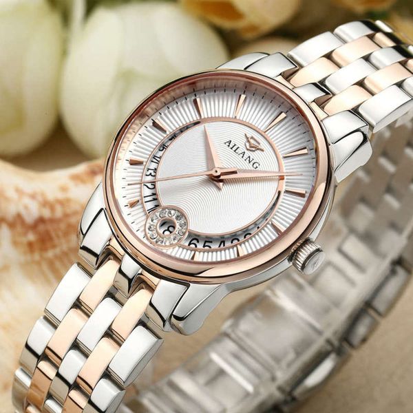 

women's automatic ailang mechanical mechanical watch watch steel strip thin waterproof business leisure women's watch 50% off, Slivery;brown