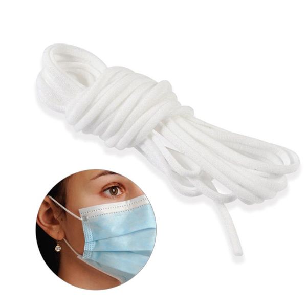 

yarn multi size 4mm/50m/100m mask round elastic band rope rubber line diy sewing accessories 20arl17, Black;white
