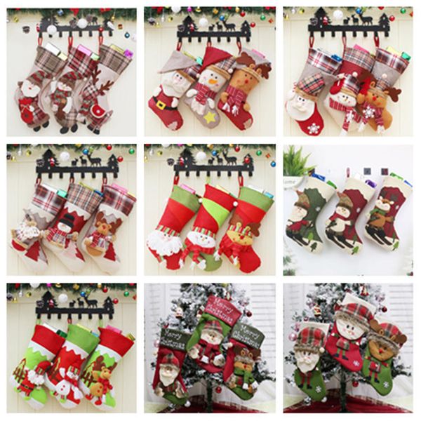 

12style gift decorations stocking candy bag pendant christmas decorative socks bags dhe2796