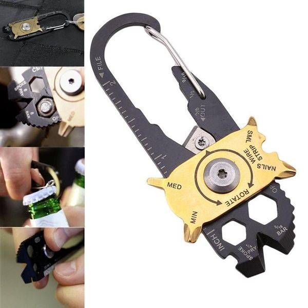 

ring multifunctional carabiner key survive chains hook utility tool outdoor camping climbing hiking equipment buckles ke, Silver