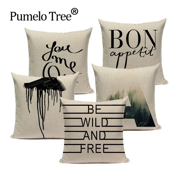 

cushion/decorative pillow simple word cushions home decor linen pillowcase black white decorative printed pillowcases on the pillows