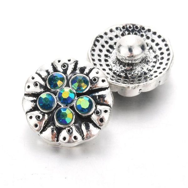 

10pcs lot flower snap jewelry 12mm snap buttons with rhinestone charm button fit snap bracelets bangles for women h bbywck