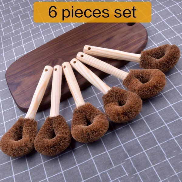 

kitchen long handle pot brush coir coconut fiber cup kettle mugs cleaning brush with hook h wmtvnm