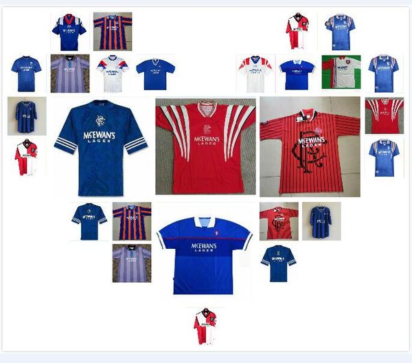 

87 90 92 94 96 97 99 01 laudrup # 11 retro soccer jerseys blue away white red gascoigne laudrup soccer shirts mccoist football kits uniforms, Black;yellow