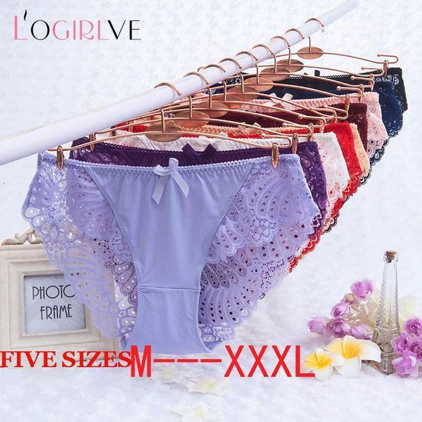 

logirlve 2pcs / lot plus size 3xl women panties lace transparent underwear comfortable noble lingerie for women cute panty1, Black;pink