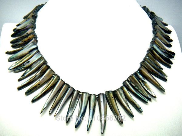 

chokers colorful freshwater shell spike diy materials 35cm, Golden;silver
