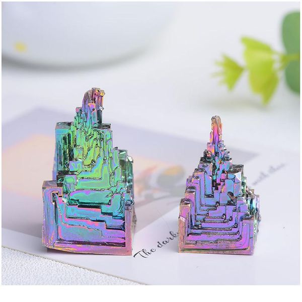 

100% natural metal quartz pyramid bismuth ore quartz gemstone reiki healing stone home decoration raw jllqpe, Black