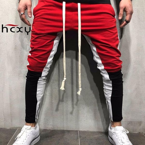 

men's pants men elastic waist hip hop harem 2021 mens casual sweatpants patcchwork side stripe contrast color pants1, Black