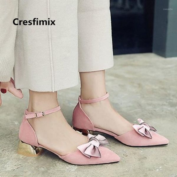 

cresfimix women fashion spring & summer pink flock high heel pumps lady casual black bow tie shoes femmes hauts talons a37071