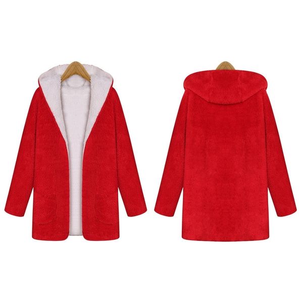 

female fashion super woolen jacket and outer velvet with hood warm cotton sweatshirt 2020 winter coat tplr, Black