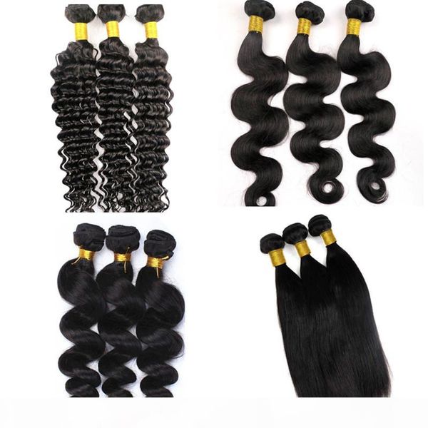 

brazilian hair bundles virgin human hair weaves body wave wefts unprocessed 8-34inch peruvian indian malaysian mink human hair extensions, Black