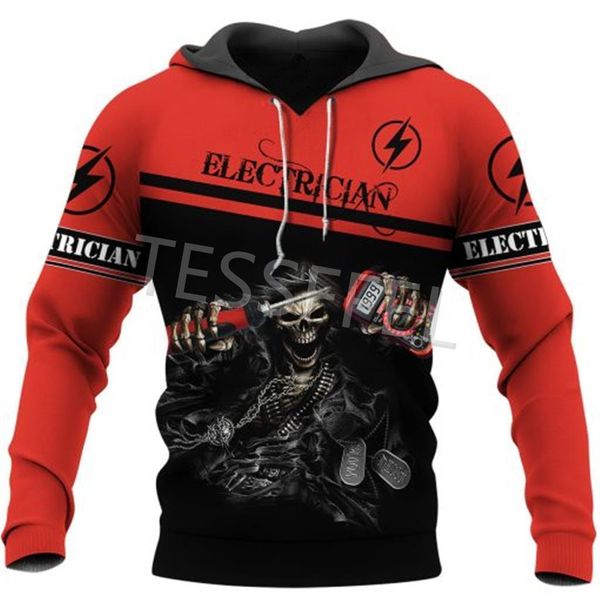 

professional electrician and welder 3d printed hoodies jacket sweatshirts zipper casual pullover tracksuit coat e2 drop shipping, Black