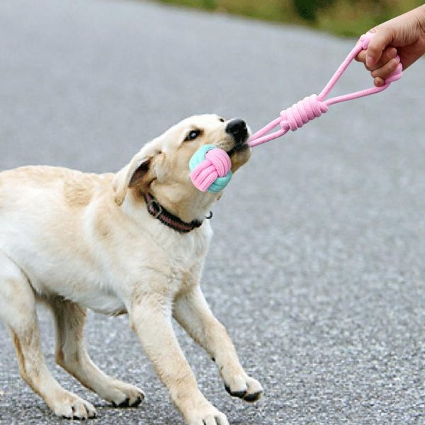 

interactive cotton rope dog toys bite-resistant pet puppy dog toy chew ball toy for small large dogs teeth cleaning jou bbydpd