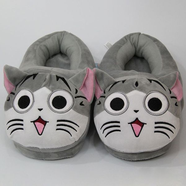 

direct mail wholesale cheese cat sweet cat plush slippers funny shoes women cute girls home private house cat warm cotton shoes y200706, Black