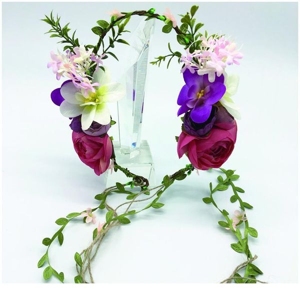 

2017 new women wedding flower wreath bridal hair headdress flower crown kids party garland girls adjustable party qylwad