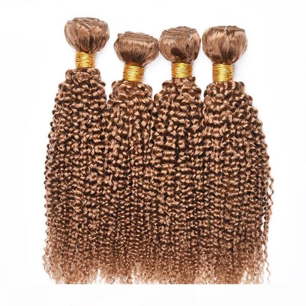 

4 pcs human hair bundles kinky curly 27# honey blonde brazilian peruvian malaysian virgin curly human hair weaves extension deals, Black