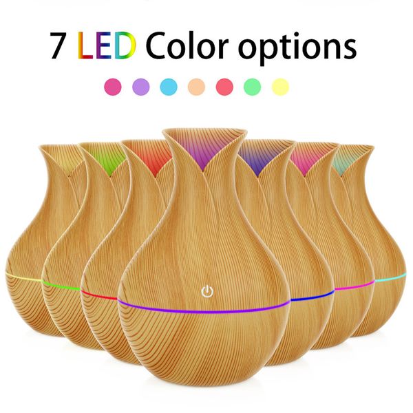 

200ml aroma essential oil diffuser ultrasonic air humidifier purifier with wood grain shape 7colors changing led lights for office home