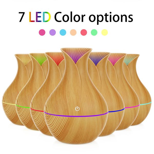 200ml Diffusore di olio essenziale di aroma Umidificatore ad ultrasuoni Purificatore con forma di venatura del legno 7 colori che cambiano le luci a LED per la casa dell'ufficio