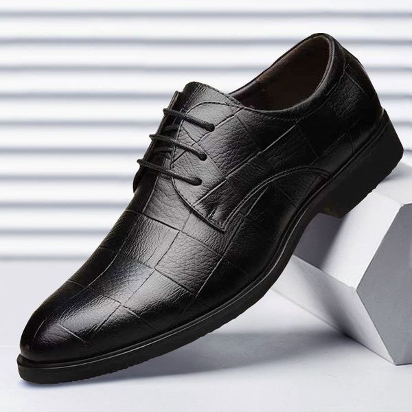 

pu leather shoes for men wedding formal oxford mens round toe dress shoes, Black