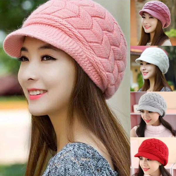 

berets autumn and winter wild beley d-uck thickened warm knit with hood fashion all-match warmth female cotton thick solid color beret, Blue;gray