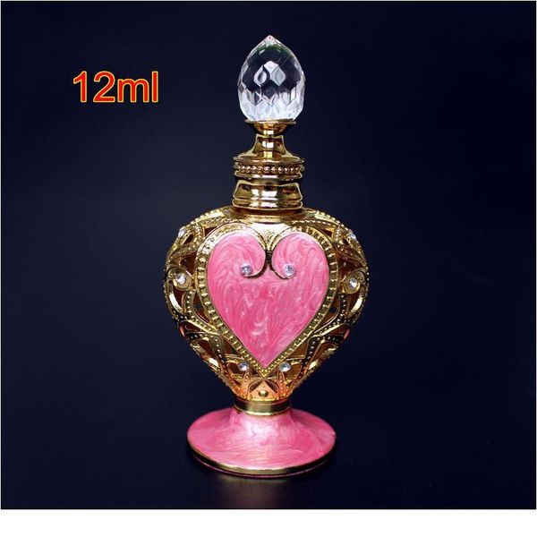

1pc 12ml metal perfume bottle royal heart shaped essential oils bottle with dropper hollowed out alloy wedding gift de qylijh