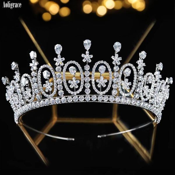 

vintage 3a cubic zirconia pageant tiaras prinicess cz wedding bride crowns for birthday party headpiece hair accessories, Golden;silver