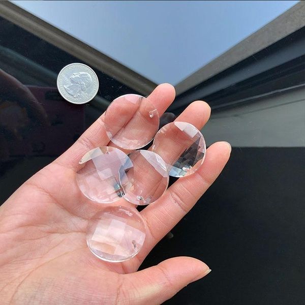 

5pc round drilled faceted suncatcher chandelier crystal part prism glass hanging window decoration diy pendant craft supply 30mm h bbyqni